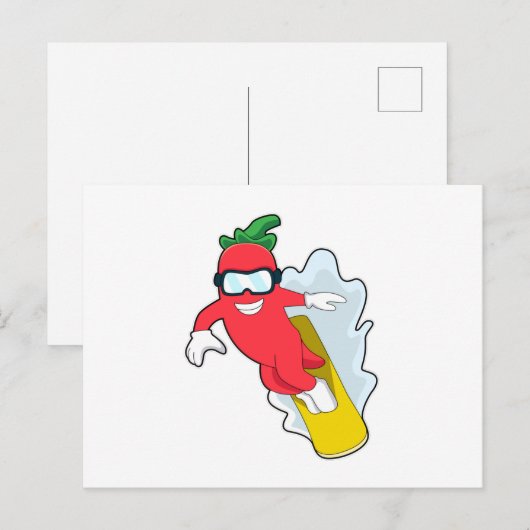 Peper op Snowboarden met Snowboard Briefkaart (Voorkant / Achterkant)