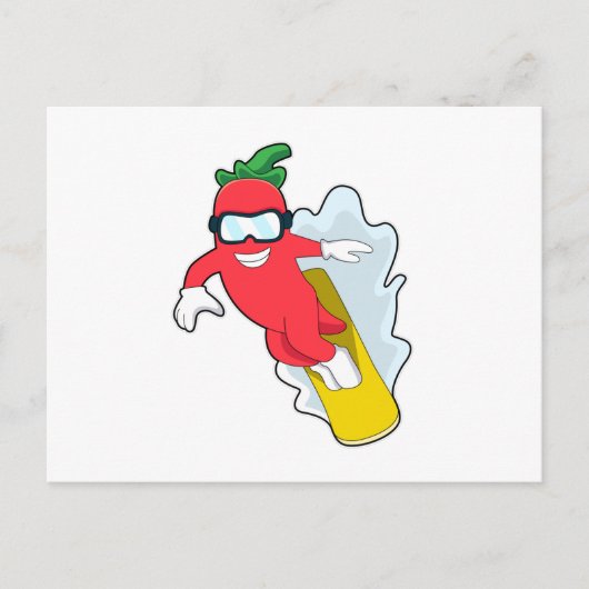 Peper op Snowboarden met Snowboard Briefkaart (Voorkant)