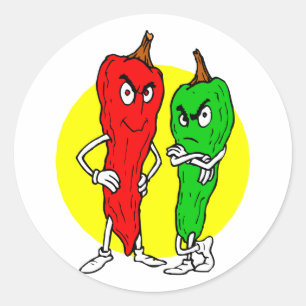 Peper tuig rood groen w gele cirkel ronde sticker