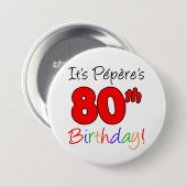 Pepere's 80ste verjaardag Franse opa Button (Voorkant /achterkant)