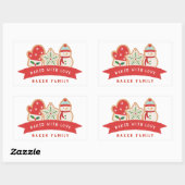 peperkoek | Gebakken met Love Favor Bag Rechthoekige Sticker (Vel)