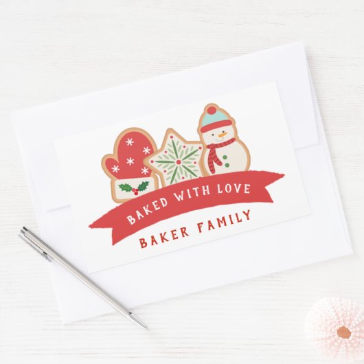 peperkoek | Gebakken met Love Favor Bag Rechthoekige Sticker (Envelop)