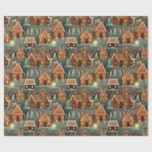  peperkoek herbergt kerstbomen snoep cadeaupapier (Vlak)