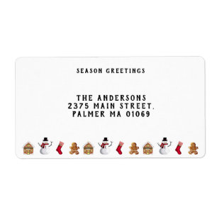  peperkoek huis cookie en sneeuwpop etiket