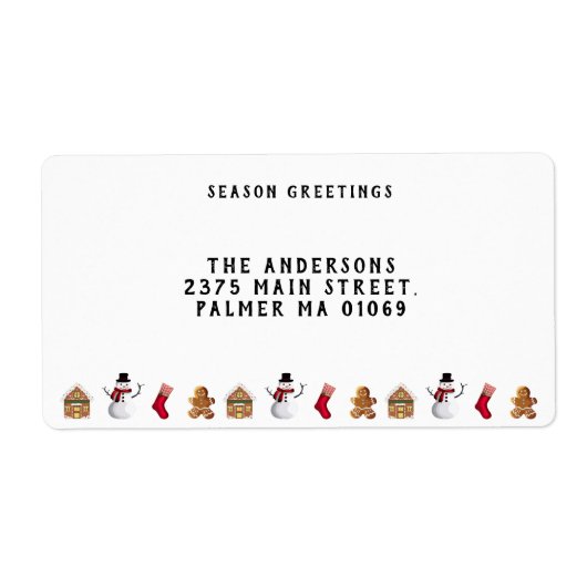  peperkoek huis cookie en sneeuwpop etiket (Voorkant)