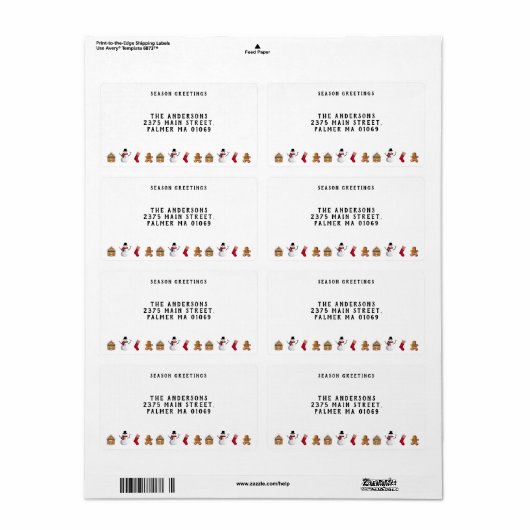  peperkoek huis cookie en sneeuwpop etiket (Full Sheet)