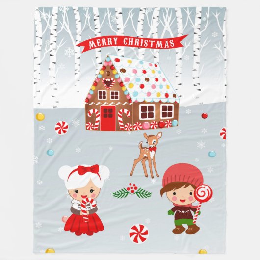 peperkoek huis koekje fleece deken (Voorkant)