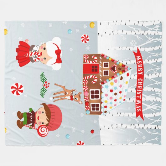 peperkoek huis koekje fleece deken (Voorkant (Horizontaal))