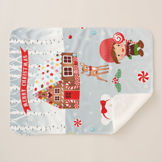 peperkoek huis koekje fleece deken (Voorkant (horizontaal))