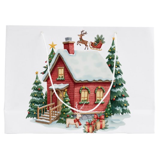 peperkoek huis rendier voor bomen groot cadeauzakje (Achterkant)