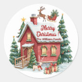 peperkoek huis rendier voor bomen ronde sticker (Voorkant)