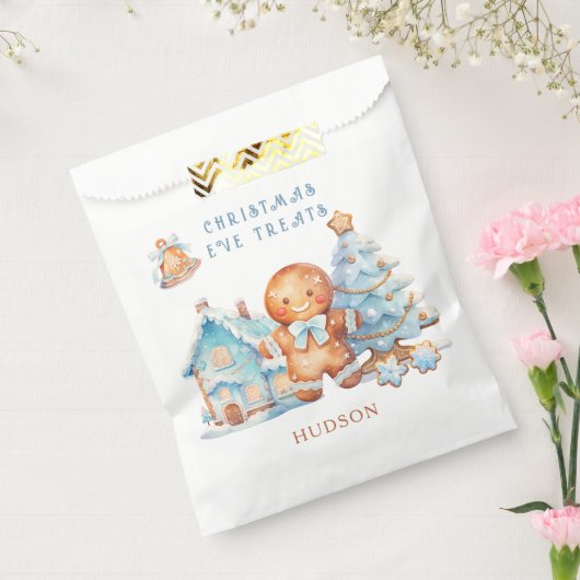 peperkoek-jongen-besneeuwde boom bedankzakje (Gezegeld)