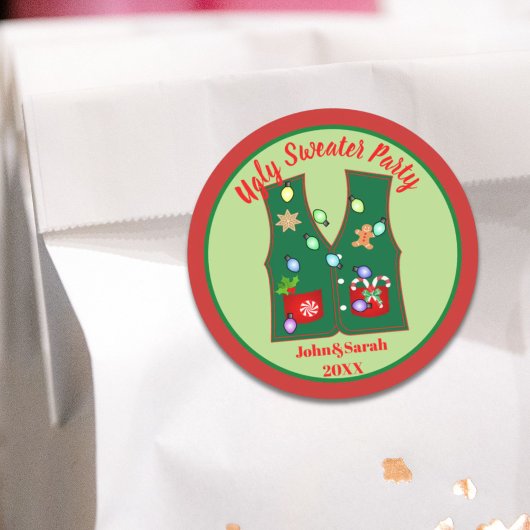peperkoek koekje lelijke kerst trui party ronde sticker