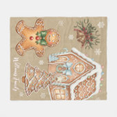  peperkoek man, huis, boom, kerst fleece deken (Voorkant (Horizontaal))