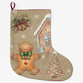 peperkoek man, huis, boom, kerst grote kerstsok (Voorkant)