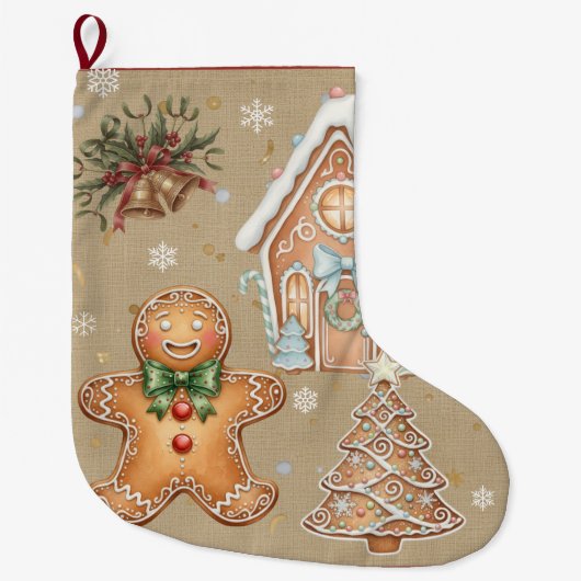 peperkoek man, huis, boom, kerst grote kerstsok (Voorkant)