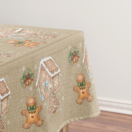  peperkoek man, huis, boom, kerst tafelkleed