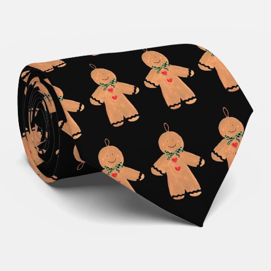  peperkoek man kerst plezier zwart stropdas (Opgerold)