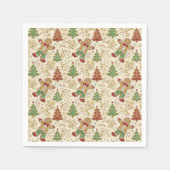 peperkoek Man & Kerstbomen Papier Servet (Voorkant)