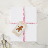 peperkoek man op Tan Gingham Cadeaulabel (Met Touw)