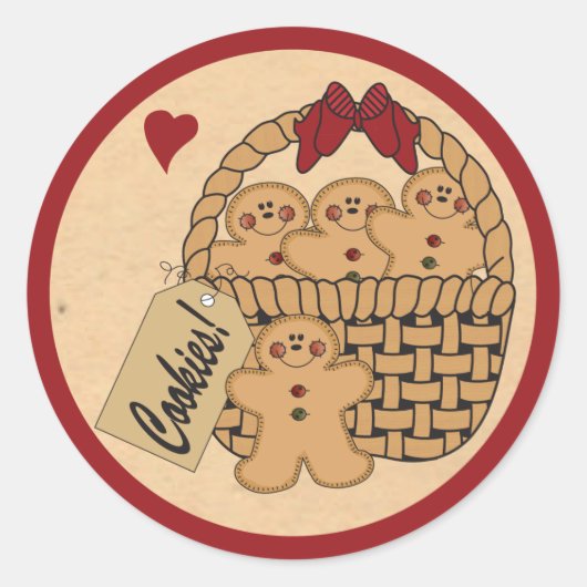 peperkoek-mandje | Christmas Ronde Sticker (Voorkant)