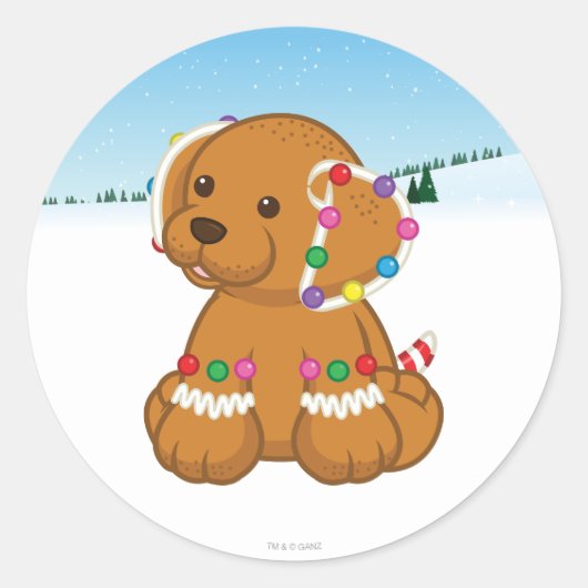 peperkoek puppy ronde sticker (Voorkant)
