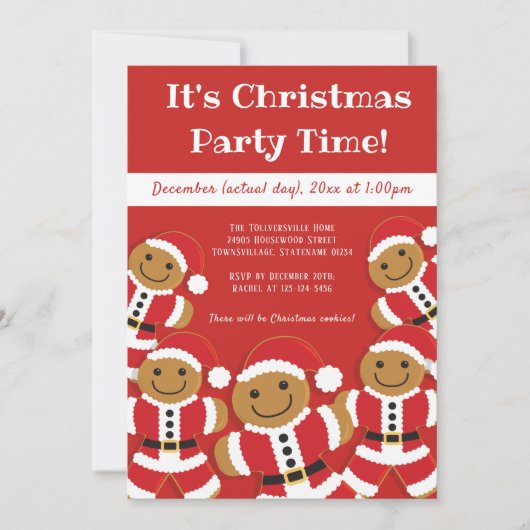 peperkoek Santa | Uitnodiging voor kerstfeestjes (Voorkant)