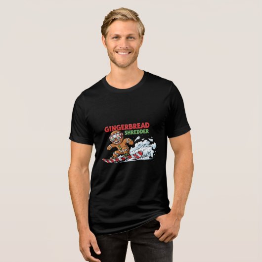 peperkoek-snowboarder Tri-Blend shirt (Voorkant volledig)