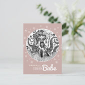 peperkoek-Zeeen heks | Dark Roos Gold Pink Briefkaart (Staand voorkant)