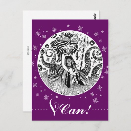 peperkoek-Zeeen heks | Paarse Briefkaart (Voorkant / Achterkant)