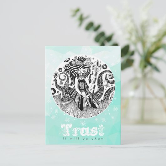 peperkoek-Zeeen heks | pastelgroen Briefkaart (Staand voorkant)