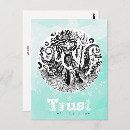 peperkoek-Zeeen heks | pastelgroen Briefkaart (Voorkant / Achterkant)