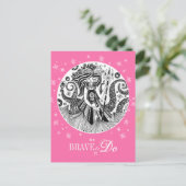 peperkoek-Zeeen heks | Roze Briefkaart (Staand voorkant)