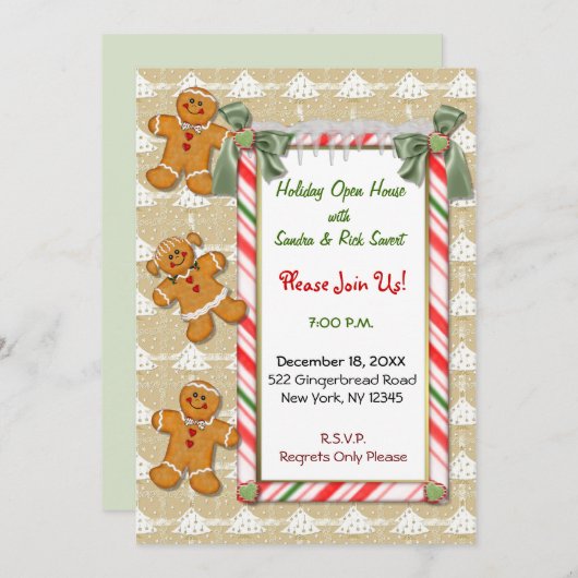 peperkoekuitnodiging kaart (Voorkant / Achterkant)