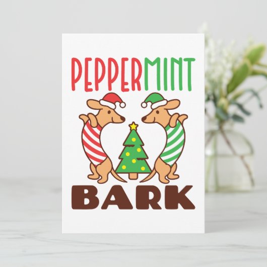 Pepermunt Bark Lieve Kerstmis Dachshund Doxie Feestdagenkaart (Staand voorkant)