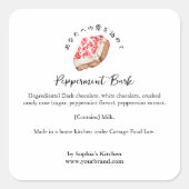 Pepermunt Bark Waterverf Bakkerij Ingrediënt Vierkante Sticker (Voorkant)