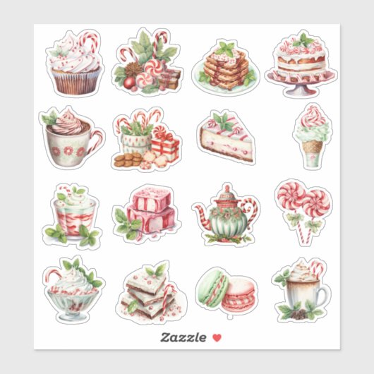 Pepermunt behandelt rood en groen sticker (Vel)