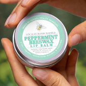 Pepermunt bijenwas hand balsem zalf groen tin labe ronde sticker