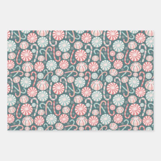 Pepermunt Candy Cane Modern inpakpapier Vel (Voorkant)