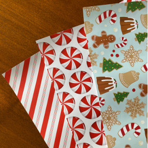 Pepermunt Candy Cane Stripe Kerstkoekjes Inpakpapier Vel
