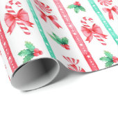 Pepermunt Candy Canes Gestreepte Kerstmis Cadeaupapier (Rol Hoek)