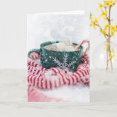 Pepermunt Chocolade Warme Sneeuwige Kerstmis Kaart (Gele Bloem)