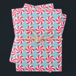 Pepermunt Christmas Blue Inpakpapier Vel<br><div class="desc">Peppermint Christmas Design.</div>