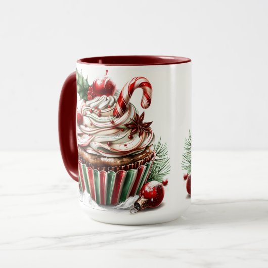 Pepermunt cupcakes mok (Voorkant links)