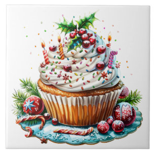 Pepermunt cupcakes tegeltje