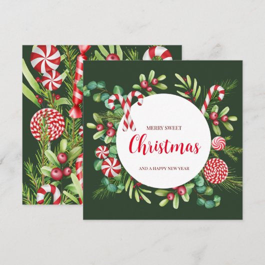 Pepermunt Elegantie Feestdagenkaart (Voorkant / Achterkant)