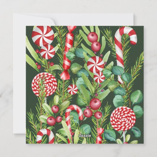 Pepermunt Elegantie Feestdagenkaart (Achterkant)