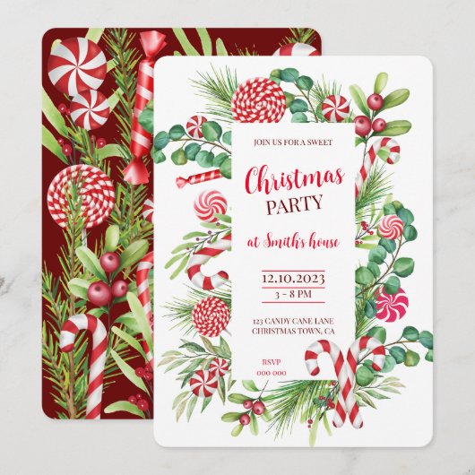 Pepermunt Elegantie Kaart (Voorkant / Achterkant)