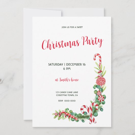 Pepermunt Elegantie Kaart (Voorkant)