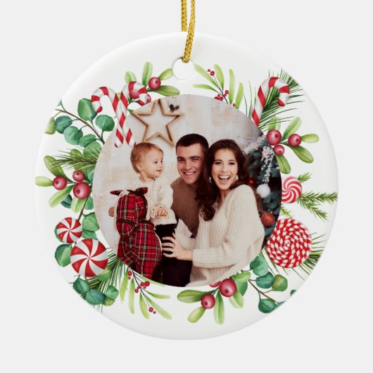 Pepermunt Elegantie Keramisch Ornament (Voorkant)